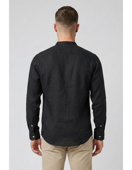 Markup camicia serafino in lino con colletto alla coreana MK13008 [84fa5ad8]