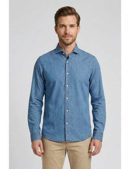 Markup camicia in tela di denim di cotone MK1930056 [b00235bc]