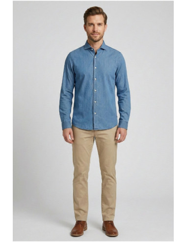 Markup camicia in tela di denim di cotone MK1930056 [de39b7b5]