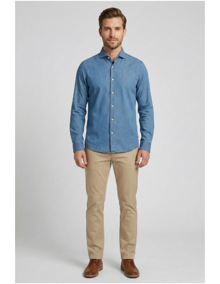 Markup camicia in tela di denim di cotone MK1930056 [de39b7b5]