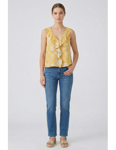 Markup top a fantasia floreale con rouches MW1610303 [72361787]