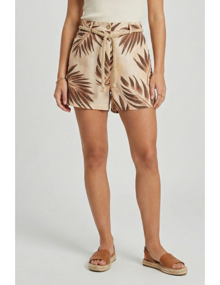 Markup shorts in popeline di cotone a fantasia tropicale MW1650205 [a7ed951a]