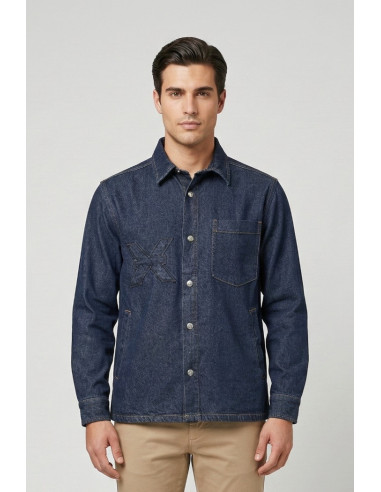 John Richmond overshirt in denim di cotone Seitenga ump26218caog [0b336290]