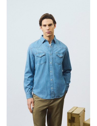 Roy Roger's camicia Martin Cobalt Stone rru400cg343162 [1ffb06b4]