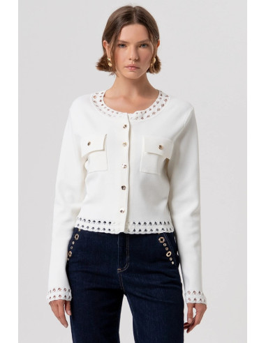 Fracomina cardigan regular con inserti in pizzo fr26st8010k52401 [61e89fb4]