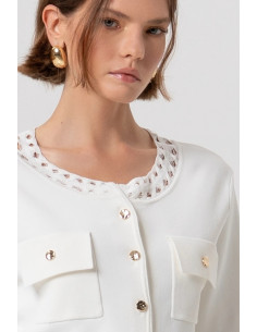 Fracomina cardigan regular con inserti in pizzo fr26st8010k52401 [61e89fb4] 2