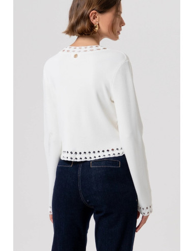 Fracomina cardigan regular con inserti in pizzo fr26st8010k52401 [0fd31dbd]