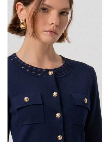 Fracomina cardigan regular con inserti in pizzo fr26st8010k52401 [55132d72]