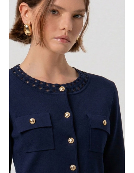 Fracomina cardigan regular con inserti in pizzo fr26st8010k52401 [55132d72]