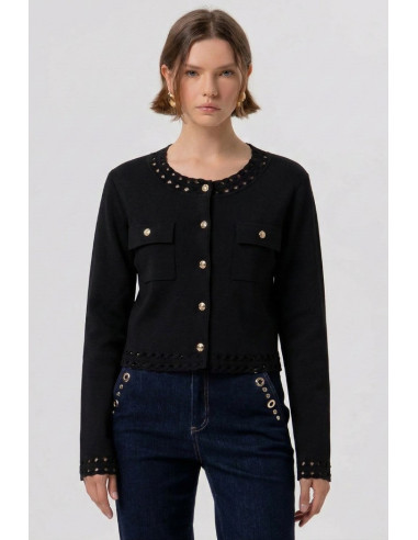 Fracomina cardigan regular con inserti in pizzo fr26st8010k52401 [3c296cf5]