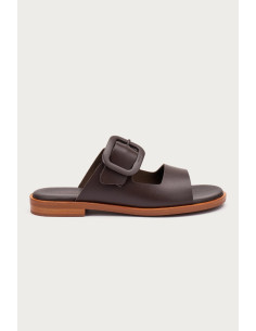 Frau ciabatta in pelle con fibbia in tono 85M3 [fd5f9461]