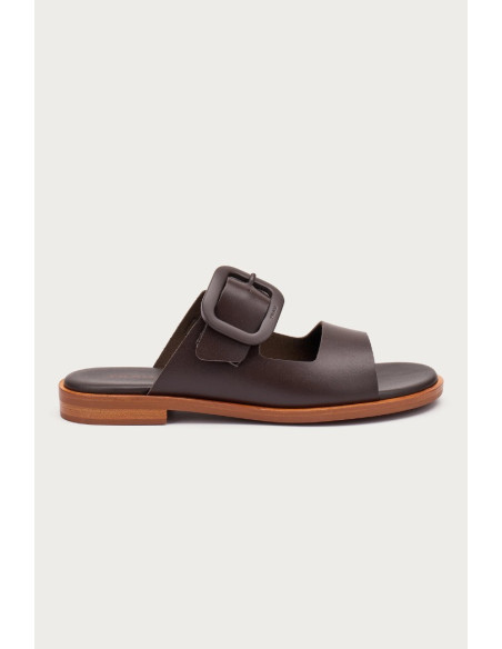 Frau ciabatta in pelle con fibbia in tono 85M3 [fd5f9461]