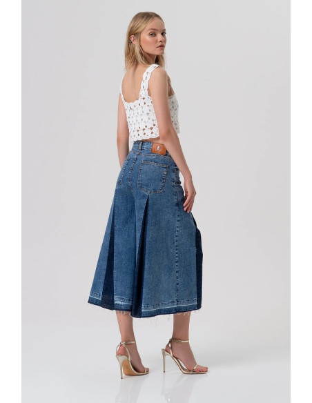 Fracomina bermuda flare in denim con inserti in lavaggio raw fr26svb006d466r9 [5619bc95]