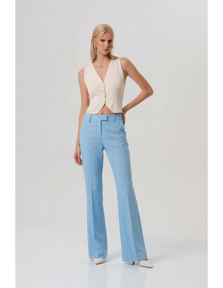 Fracomina pantaloni sartoriali flare con dettaglio logo metallico fr26sva004w42901 [0c706681]