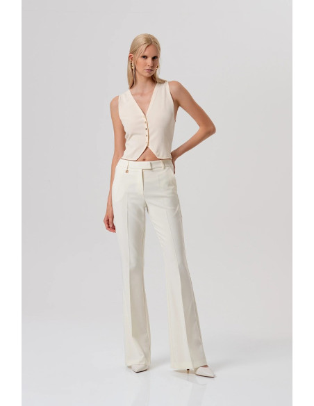 Fracomina pantaloni sartoriali flare con dettaglio logo metallico fr26sva004w42901 [dd5d6711]