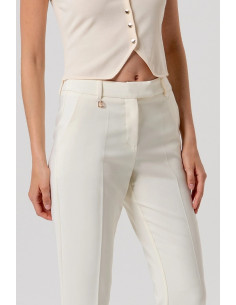 Fracomina pantaloni sartoriali flare con dettaglio logo metallico fr26sva004w42901 [dd5d6711] 2