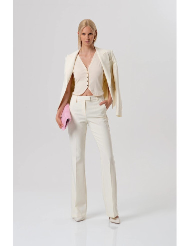Fracomina pantaloni sartoriali flare con dettaglio logo metallico fr26sva004w42901 [b636a206]