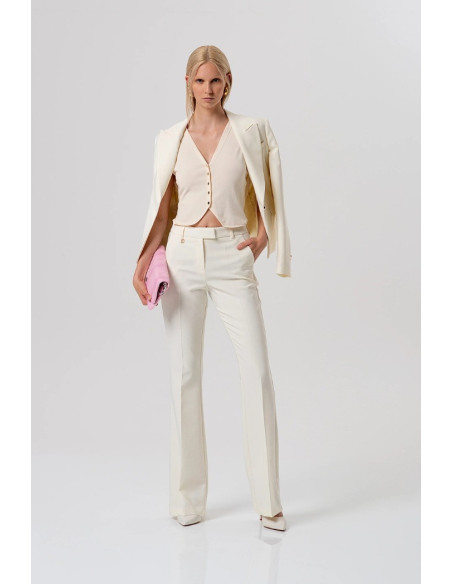 Fracomina pantaloni sartoriali flare con dettaglio logo metallico fr26sva004w42901 [b636a206]