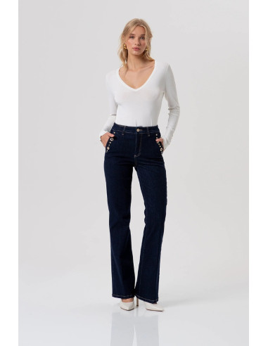 Fracomina jeans flare wide leg in denim con lavaggio raw fr26sv2009d46493 [d879bbc1]