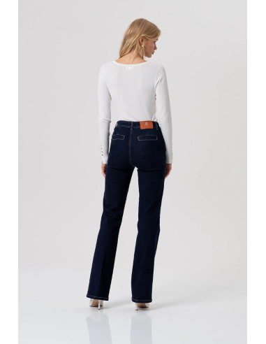 Fracomina jeans flare wide leg in denim con lavaggio raw fr26sv2009d46493 [b64239c8]