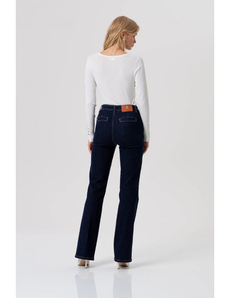 Fracomina jeans flare wide leg in denim con lavaggio raw fr26sv2009d46493 [b64239c8]