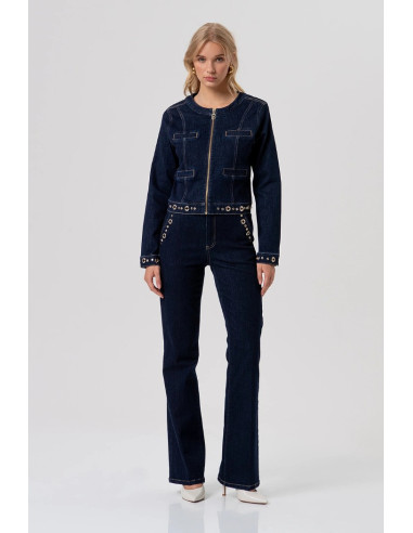 Fracomina jeans flare wide leg in denim con lavaggio raw fr26sv2009d46493 [b3127ed6]