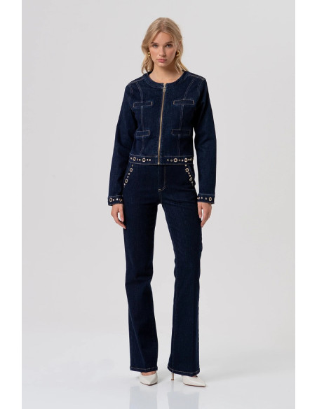 Fracomina jeans flare wide leg in denim con lavaggio raw fr26sv2009d46493 [b3127ed6]