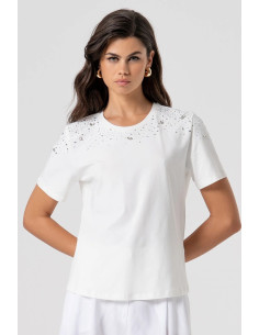 Fracomina t-shirt regular in jersey con applicazioni gioiello fs26st3005j401j9 [21c54b09]