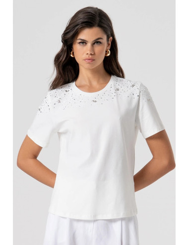 Fracomina t-shirt regular in jersey con applicazioni gioiello fs26st3005j401j9 [21c54b09]