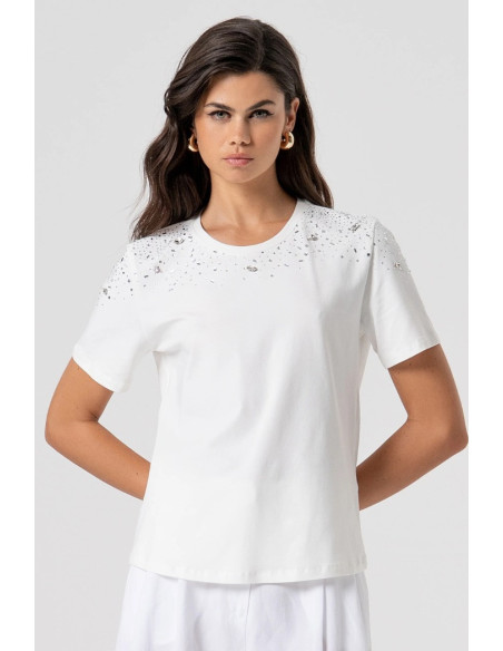 Fracomina t-shirt regular in jersey con applicazioni gioiello fs26st3005j401j9 [21c54b09]