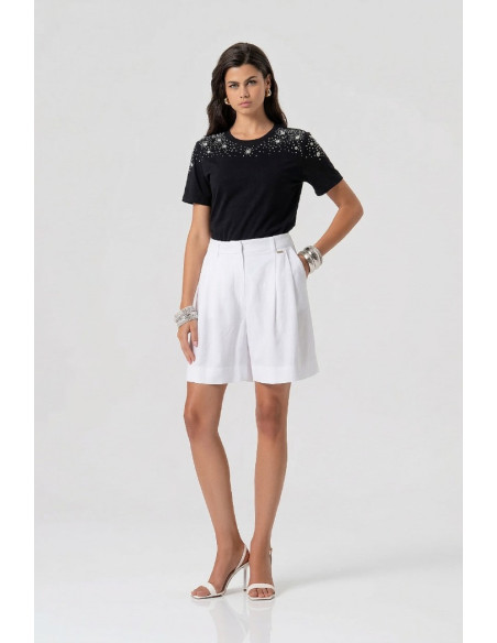 Fracomina t-shirt regular in jersey con applicazioni gioiello fs26st3005j401j9 [61ac3692]