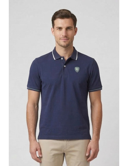 Blauer polo in piquet con scudetto Peter 26sblut02296-006801 [e6171e82]