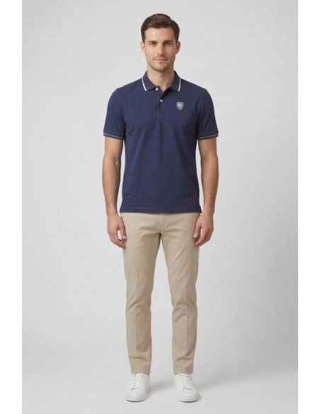 Blauer polo in piquet con scudetto Peter 26sblut02296-006801 [882c9c8b]
