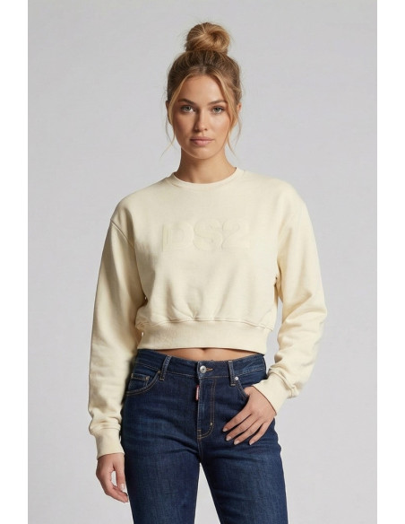 Drop Season 2 felpa girocollo cropped in cotone SS26W512 [36e273aa]