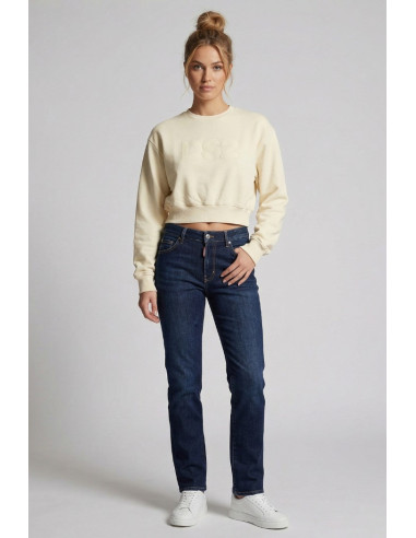 Drop Season 2 felpa girocollo cropped in cotone SS26W512 [58d9f1a3]