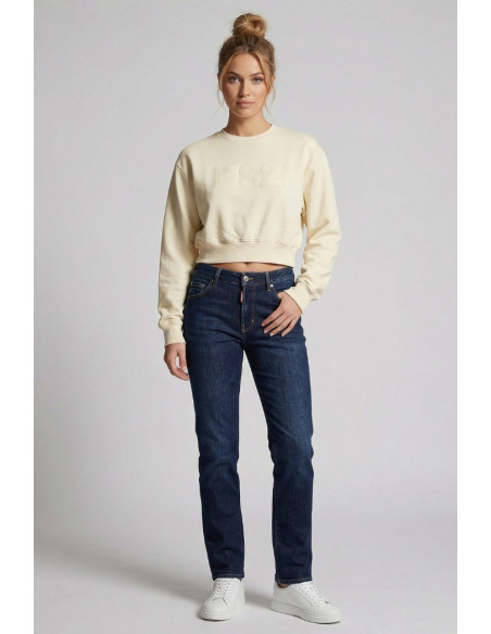 Drop Season 2 felpa girocollo cropped in cotone SS26W512 [58d9f1a3]