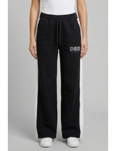 Drop Season 2 pantapalazzo in felpa in cotone con logo strass SS26W525 [f95d2cf6]