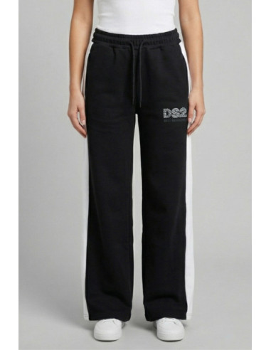 Drop Season 2 pantapalazzo in felpa in cotone con logo strass SS26W525 [f95d2cf6]
