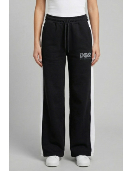 Drop Season 2 pantapalazzo in felpa in cotone con logo strass SS26W525 [f95d2cf6]