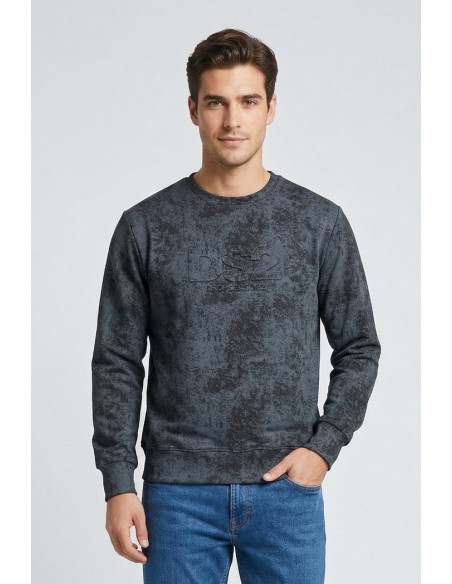 Drop Season 2 felpa girocollo in cotone effetto stone wash SS26201 [0a8e95fe]