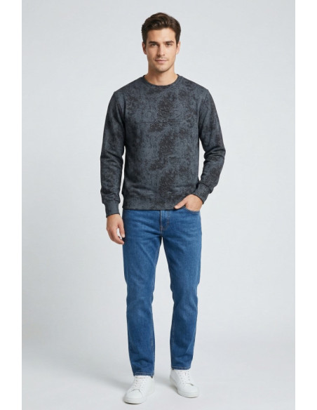 Drop Season 2 felpa girocollo in cotone effetto stone wash SS26201 [64b517f7]