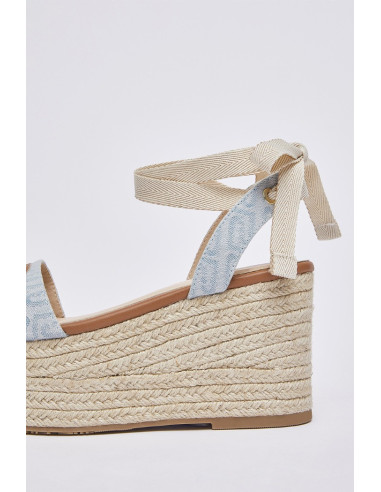 Liu Jo sandalo zeppa in denim jacquard Bali 02 SA6085TX523 [039ef58e]