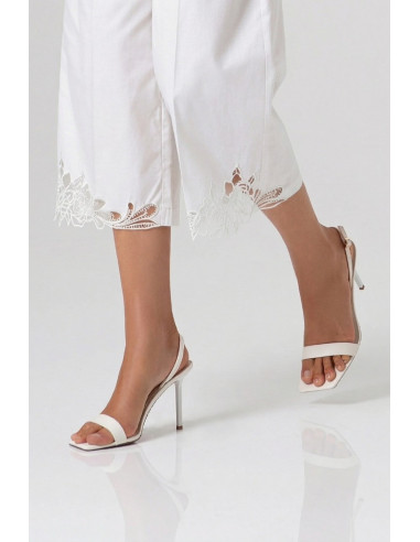 Fracomina pantalone cropped in cotone con ricami sul fondo fs26sv9001w400e5 [2a458d83]