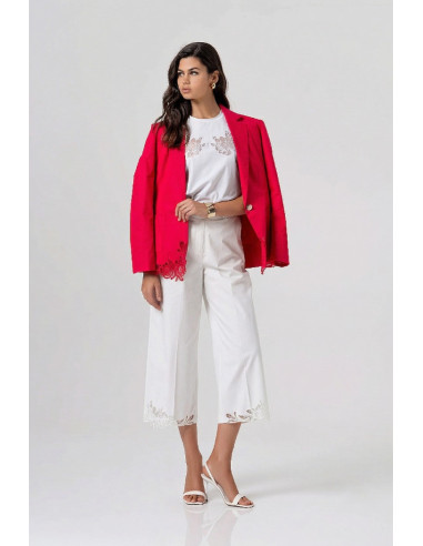 Fracomina pantalone cropped in cotone con ricami sul fondo fs26sv9001w400e5 [2f15ca9d]
