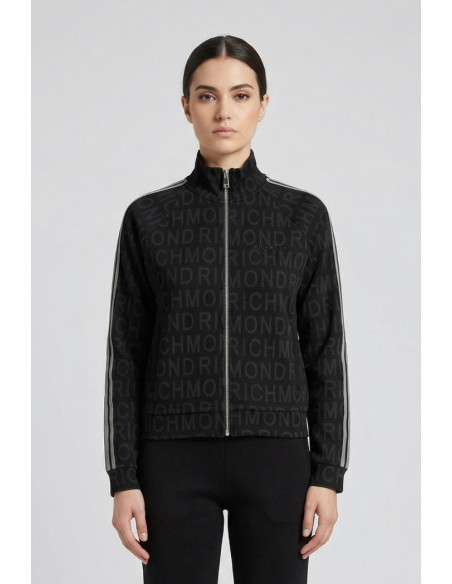 John Richmond felpa a zip con ripetizione logo Alkamar UWP26025FE [695c0b28]