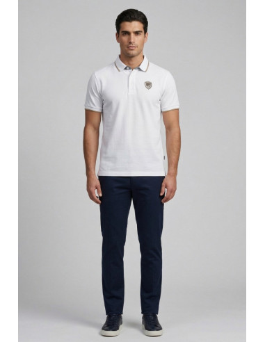 Blauer polo con profilo in contrasto Damon 26sblut02288-007479 [6ec0cdea]