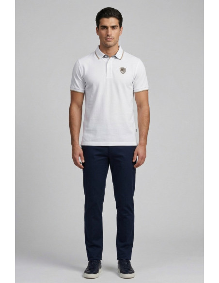 Blauer polo con profilo in contrasto Damon 26sblut02288-007479 [6ec0cdea]