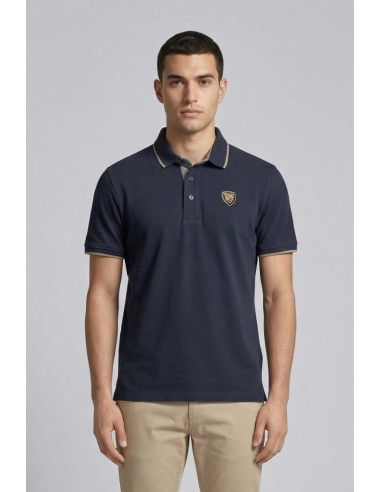 Blauer polo con profilo in contrasto Damon 26sblut02288-007479 [9be5f5e5]