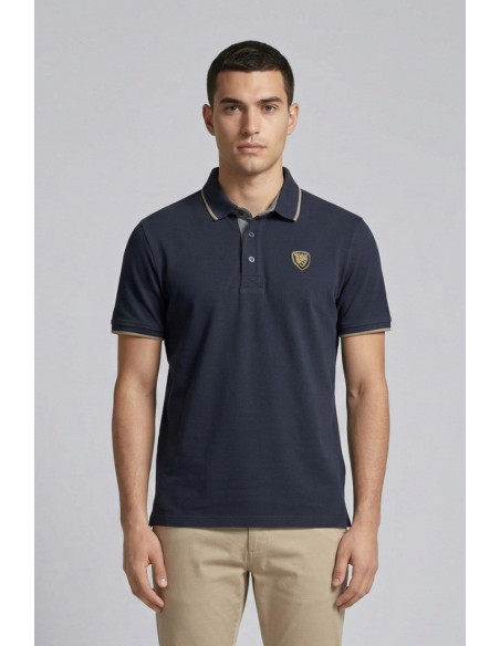 Blauer polo con profilo in contrasto Damon 26sblut02288-007479 [9be5f5e5]