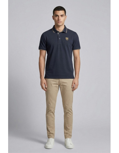 Blauer polo con profilo in contrasto Damon 26sblut02288-007479 [f5de77ec]